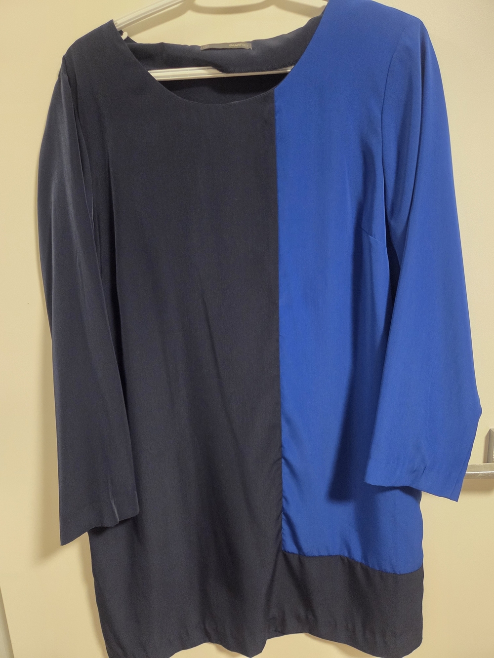 Smart Set Navy and Royal Blue Colorblock Long-Sleeve Dress